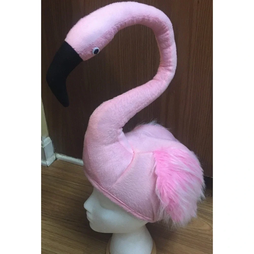 Pink Flamingo Hat Party Costume Tropical Animal Bird Theme Beach Size Adult